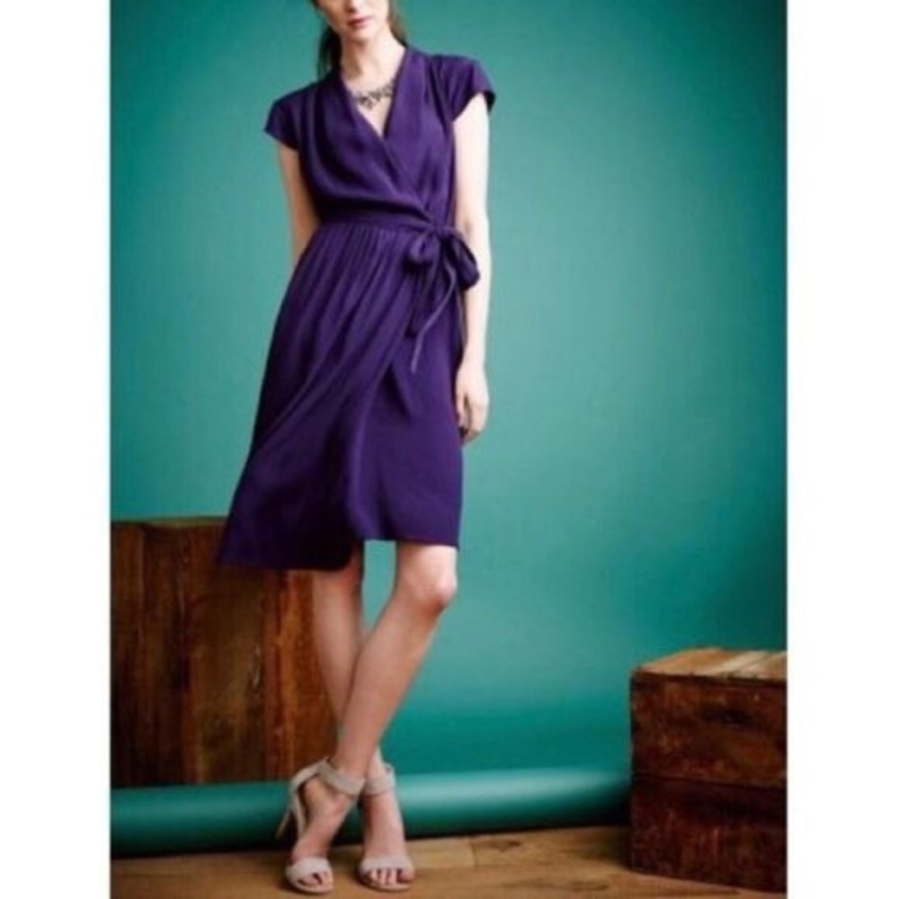 Anthropologie Maeve Purple Wrap Dress